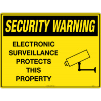 600x450mm - Poly - Security Warning Electronic Surveillance Protects This Property (SW015LP)