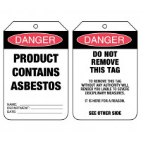 90x140mm - Cardboard Tags - Pkt of 100 - Danger Product Contains Asbestos (UDT110)