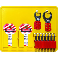 390x290mm - 6 Lock Lockout Station - Includes 6 Premium Red Locks (UL418), 2 x 25mm Hasp (UL420), 2 x 38mm Hasp (UL421), 1 x Pkt UDT300 (UL310)